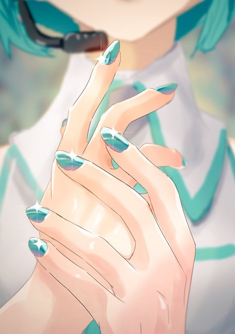 Aoki Lapis, Kawaii Nail Art, Kagamine Rin And Len, Vocaloid Cosplay, Miku Chan, Miku Hatsune Vocaloid, Anime Hands, Project Diva, Miku Vocaloid