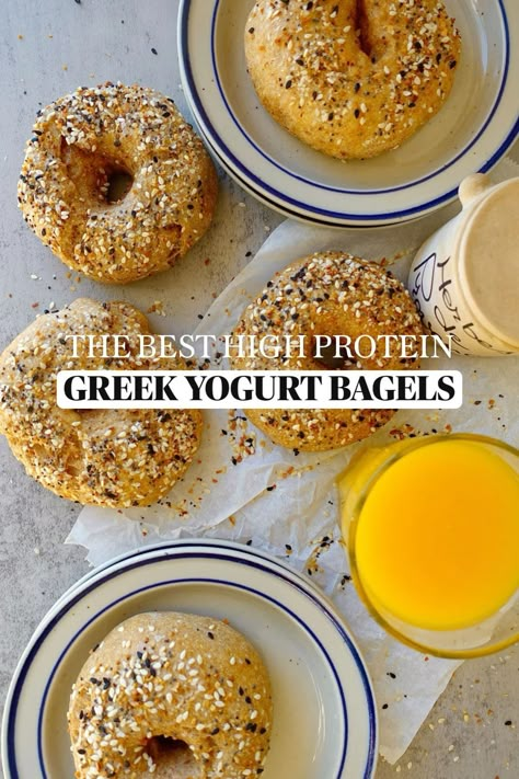 My Greek Yogurt Everything Bagels are fluffy, delicious, and packed with protein! Recipe linked ������ https://dinneratallis.com/recipes/greek-yogurt-bagels/ #RichandCreamySoups Flour And Greek Yogurt Bagel, Gf Greek Yogurt Bagels, How To Make Bagels With Greek Yogurt, Greek Yogurt In Recipes, Bagels Recipe Easy, 3 Ingredient Greek Yogurt Bagels, Greek Yogurt Protein Bagels, Keto Bagel Recipe Greek Yogurt, Greek Yogurt Bagels 2 Ingredients Air Fryer