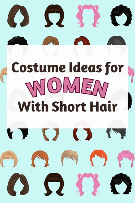 Wearing wigs isn't for everyone, and that's ok! If you're looking for costume ideas that match your short hairstyle, that's ok! Come take a look at these costume ideas for women with short hair. Halloween Costumes With Short Hair, Halloween Costumes Women Short Hair, Short Hair Costume Ideas, Short Black Hair Costume Ideas, Short Hair Characters Halloween, Halloween Costumes Short Hair, Short Hair Halloween Costumes Women, Short Hair Costume Ideas Halloween, Short Light Brown Hair