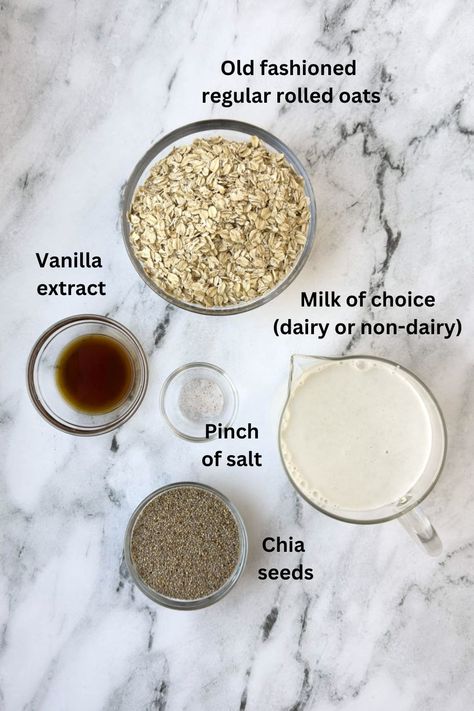 High Protein Overnight Oats (with Chia Seeds) - A Foodcentric Life Overnight Chia Oatmeal, Chia Seed Overnight Oats, Overnight Oats With Chia Seeds, Oats With Chia Seeds, High Protein Overnight Oats, Overnight Oats With Chia, Basic Overnight Oats Recipe, Chia Overnight, Chia Seeds Protein