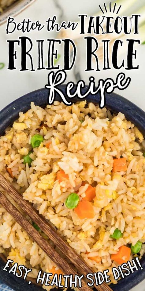 Takeout Fried Rice, Rice Recipe Easy, Cauliflower Fried Rice Recipes, Easy Fried Rice, Fried Rice Recipe Easy, Rice Side Dish Recipes, Homemade Chinese Food, Cooking Jasmine Rice, Homemade Chinese