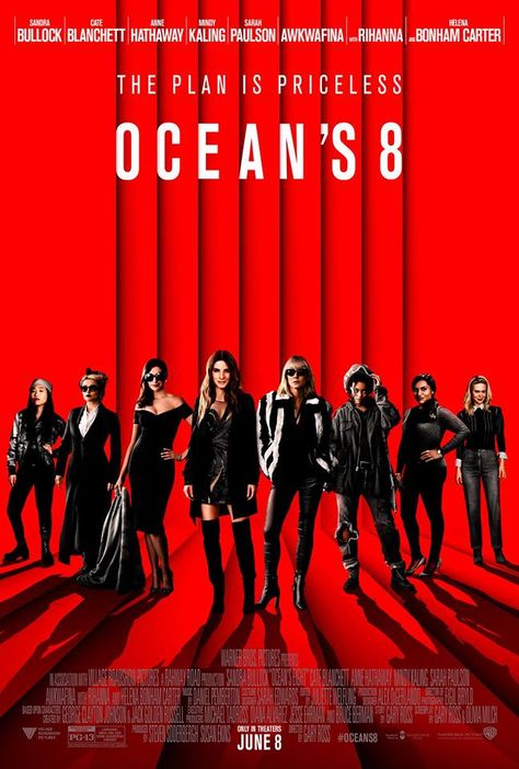 OCEAN'S 8 starring Sandra Bullock, Cate Blanchett, Anne Hathaway, Mindy Kaling, Sarah Paulson, Awkwafina, Rihanna & Helena Bonham Carter | In theaters June 8, 2018 Ocean 8 Movie, Debbie Ocean, Ocean's Eight, Oceans Eight, Tam Film, Full Mon, Danny Ocean, Oceans 8, Deadpool 2