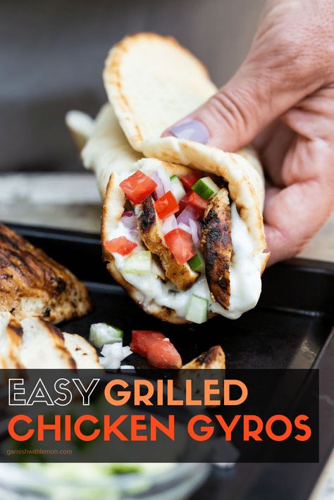 A quick spin in a marinade packs these Easy Grilled Chicken Gyros with a ton of flavor. Grill them ahead of time and make entertaining a snap. #chicken #gyros #grilling #tailgating Best Blackstone Griddle Recipes, Camper Meals, Grilled Chicken Gyros, Blackstone Recipe, Blackstone Griddle Recipes, Outdoor Griddle Recipes, Filling Meals, Griddle Cooking Recipes, Blackstone Recipes