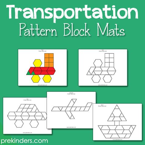 Transportation Pattern Block Mats ~ Beautiful mats at no cost to practice geometry skills and more. Transportation Pattern Block Mats, Pattern Block Mats, Ladybug Room, Preschool Transportation, Transportation Theme Preschool, Transportation Unit, Transportation Activities, Transportation Preschool, Math Patterns