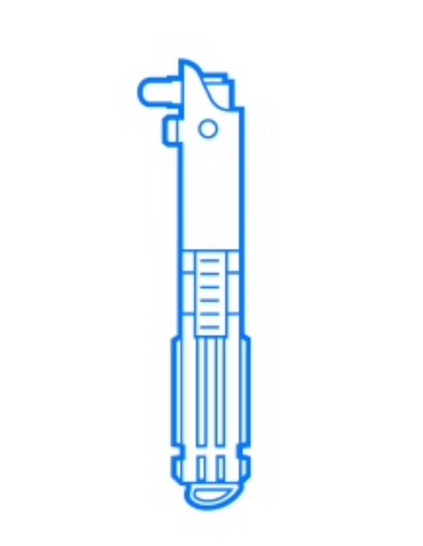 Luke Skywalker Lightsaber Drawing, Lightsaber Line Art, Light Savers Drawing, Anakin Skywalker Lightsaber Drawing, Minimalist Lightsaber Tattoo, Anakin Lightsaber Drawing, Anikan Skywalker Tattoo, Light Sabors Tattoos, Lightsaber Hilt Tattoo