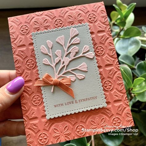 HANDMADE IN MINUTES Sympathy Card - ❤ Stampin' Savvy Brown Cardstock Cards, Sympathy Card Stampin Up Simple, Stampin Up Cards Sympathy Project Ideas, Stampin Up Fern 3d Embossing Folder Cards, Sympathy Card Tutorials, Forever Fern Sympathy Cards, Handmade Sympathy Cards Cardmaking, Sympathy Cards Handmade For Men, Easy Sympathy Cards