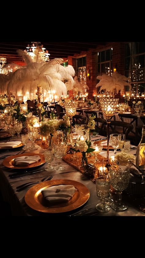 Gatsby Decoration Party, The Great Gatsby Party Decorations, Wedding Masquerade Theme, Elegant Gatsby Wedding, African Wedding Decorations Ideas, Roaring 20s Prom Theme Decor, Wedding Great Gatsby Theme, 1920s Wedding Theme Gatsby, Great Gatsby Garden Party