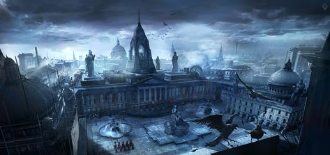 Dark Inspiration, Feng Zhu Design, Feng Zhu, Fantasy Things, Government Building, Building Concept, Dark City, Fantasy Concept Art, Great Job