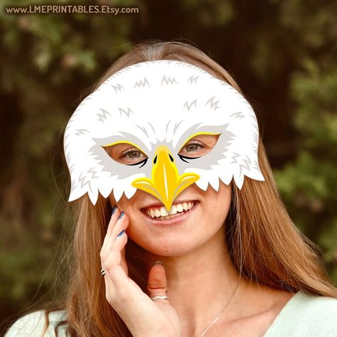 Bald Eagle Mask Printable Halloween Falcon Paper Costume - Etsy Falcon Costume, Eagle Mask, Paper Costume, Masks Kids, Mask Printable, Animal Halloween Costumes, Animals Party, Printable Masks, Unique Masks