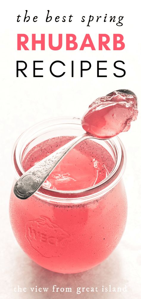 Wondering how to use rhubarb? These rhubarb recipes cover everything from simple cakes, tarts, and scones to salad dressings, jelly, and healthy popsicles! #easy #recipes #spring #rhubarb #cake #scones #popsicles #icecream #tart #mothersday #Easter #summer #curd #jelly Healthy Rhubarb Recipes, Rhubarb Jelly, Best Rhubarb Recipes, Growing Rhubarb, Cake Breakfast, Spring Time Desserts, Simple Cakes, Healthy Popsicles, Spring Dessert