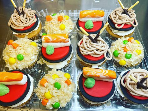 Hibachi, japenese theme cupcakes Hibachi Cake Ideas, Hibachi Theme Birthday Party, Hibachi Party, Theme Cupcakes, Themed Treats, 29th Birthday, Theme Birthday Party, Themed Cupcakes, 70th Birthday