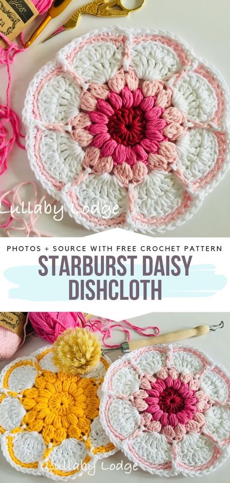 Amazing Flower Dishcloths Free Crochet Patterns - Free Crochet Patterns Easy Crochet Mittens, Flower Dishcloth, Dishcloth Patterns Free, Dishcloth Crochet Pattern, Crochet Dishcloth, Crochet Washcloth, Knit Dishcloth, Dishcloth Pattern, Crochet Mittens