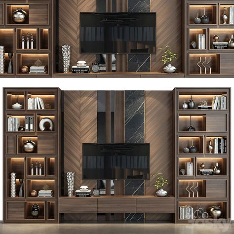 TV shelf 0582 - TV Wall - 3D model Classical Tv Unit Design, Living Room Tv Wall Luxury Tv Units, Modern Classic Tv Wall, Tv Backdrop Design Tv Walls, Backdrop Tv Luxury, Tivi Shelf, Classic Tv Wall Design, Classic Tv Wall, Executive Office Design Interior