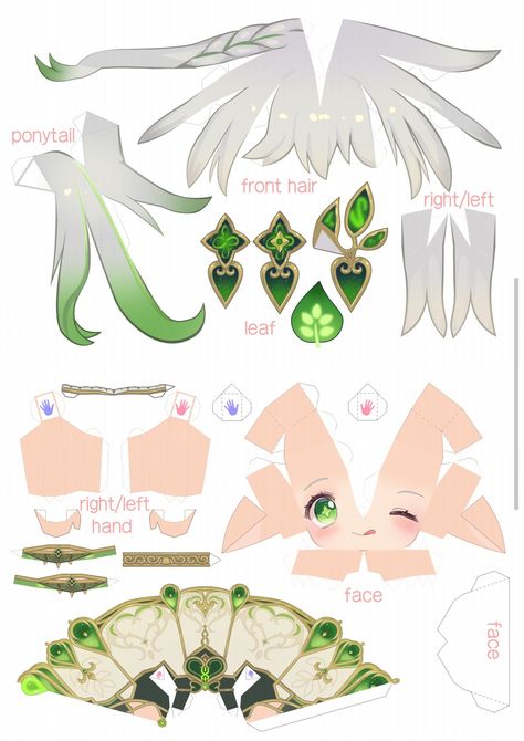 Papercraft Genshin Impact 3d, Kokomi Paper Craft, Kaveh Papercraft, 3d Paper Doll Template, Genshin Papercraft Template, Genshin Paper Craft, Venti Papercraft, Genshin Impact Papercraft, Genshin Crafts