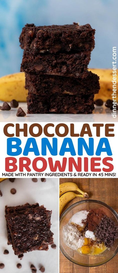 8x8 Desserts, Brownies Banana, Church Desserts, Banana Chocolate Recipes, Chocolate Banana Brownies, Frozen Chocolate Bananas, Classic Brownies Recipe, Banana Brownies, Crumble Pie