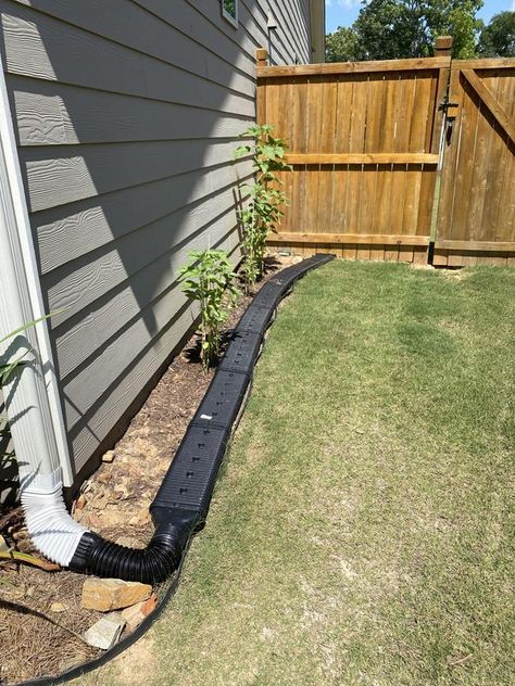 Downspout Rain Garden, Rain Gutter Garden Downspout Ideas, Gutter Extension Ideas, Downspout Extension Ideas, Eavestrough Drainage Ideas, Gutter Downspout Drainage Ideas, Downspout Runoff Ideas, Tennessee Landscaping, Gutter Drainage Ideas