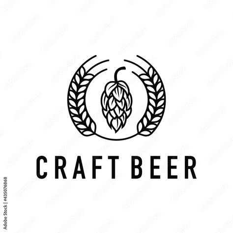 hops and malt wheat barley craft beer logo design on Behance Craft Beer Logo Design, Craft Beer Logo, Beer Logo Design, Logo Board, Malt Beer, Craft Beer Bar, Text Logo Design, Beer Logo, Crest Logo