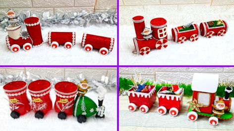 Christmas Trains, Train Crafts, Xmas Gift Tags, Christmas Bulletin, Santa Crafts, Diy Jar Crafts, Xmas Deco, Art And Fashion, Plastic Canvas Christmas