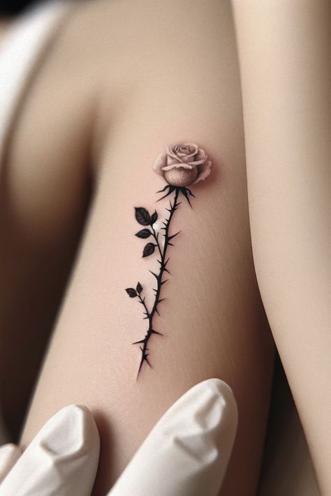 Tatoos Female Ideas, Tattoo Flower Designs For Women, Glitter Rose Tattoo, All White Tattoos, Tattoo For Older Women, Unique Rose Tattoos For Women, Pink And Black Tattoo Ideas, Mom 2 Daughters Tattoos, Rose And Angel Wing Tattoo