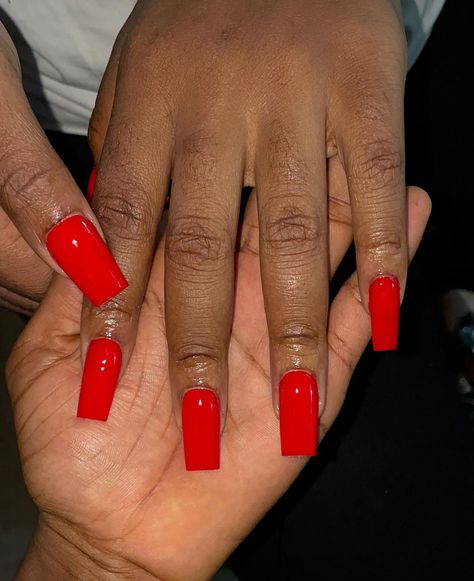 2 Different Color Nails, Gel Nails For Dark Skin Tone, Plain Red Nails, Plain Nails Colors, Plain Nail Ideas, Acrylic Red Nails, Nail Colors For Dark Skin, Best Toe Nail Color, Plain Acrylic Nails