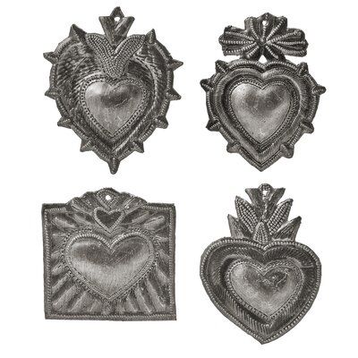 Paper Mache Sacred Heart, Sacred Heart Etching, Heart Room, Mexican Tin Hearts, Metal Hearts, Milagro Heart, Mexican Milagros Sacred Heart, Traditional Wall Decor, Sacred Hearts