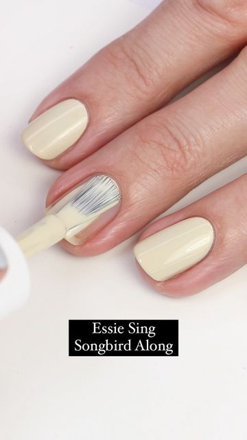 Essie Sing Songbird Along, Muted Yellow Nails, Cream Yellow Nails, Pale Yellow Almond Nails, Butter Yellow Nails, Baby Yellow Nails, Pale Yellow Nails, Light Yellow Nails, It Nails