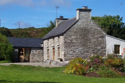 Original 130 year-old stone cottage Irish Farmhouse Renovation, Barn Conversion Exterior, Irish Farmhouse, Ireland Houses, House Designs Ireland, Cottage Extension, Irish Houses, Stone Farmhouse, Farmhouse Renovation