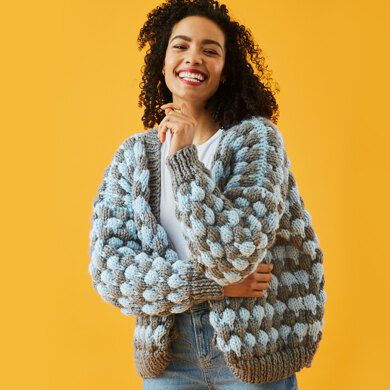 Bubble Stitch Cardigan in Paintbox Yarns Simply Super Chunky - Downloadable PDF Bubble Stitch, Free Knitting Patterns For Women, Knit Cardigan Pattern, Knitting Patterns Free Cardigans, Womens Apparel, Thick Yarn, How To Start Knitting, Red Heart Yarn, Paintbox Yarn