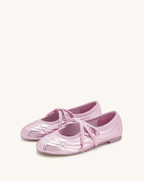 Erika Topstitching lace-up ballet Flats- Pink - JW PEI Ballet Sneakers, Lace Up Ballet Flats, Jw Pei, Ariana Grande Style, Girly Shoes, Fashion Pieces, House Shoes, Ballerina Flats, Pretty Shoes