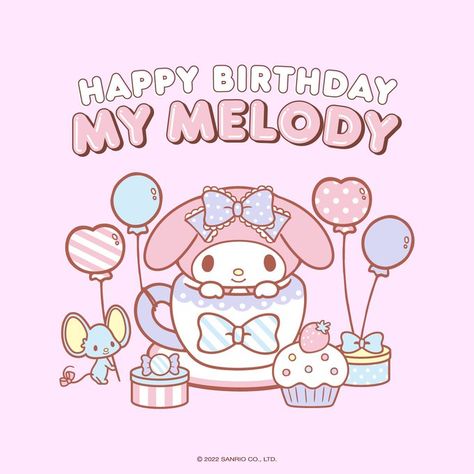 My Melody Happy Birthday, My Melody Birthday, Computer Ideas, Birthday Card Online, Birthday Icon, My Melody Wallpaper, Cute Happy Birthday, Hello Kitty Crafts, Cute Birthday Cards