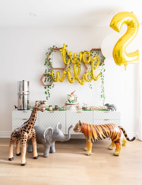 Two Wild Animal Birthday Party, Wild About Two Birthday, Wild Two Birthday, Party Animals 2nd Birthday, 2 Wild Birthday Party Boy, Birthday Party For 2 Year Boy, Second Birthday Zoo Theme, Zoo Second Birthday Party, Wild Two Birthday Party Ideas