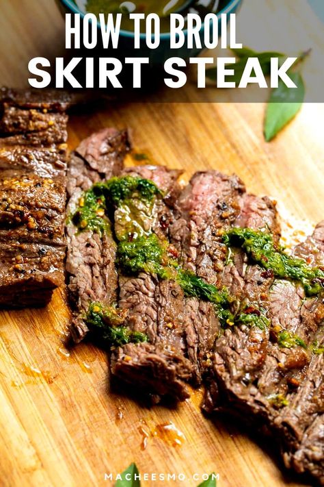 Broiled Skirt Steak is a perfect alternative to using the grill and always turns out great. This version is ready in a few minutes! I serve it with a Thai basil sauce! Broiled Skirt Steak In Oven, Oven Skirt Steak, Skirt Steak Broiled Recipe, Skirt Steak Oven, Skirt Steak Recipes Oven, Skirt Steak In Oven, Thai Basil Sauce, Cooking Skirt Steak, Hamburger Recipes Easy