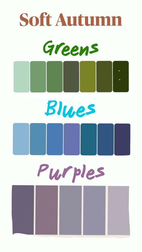 Soft Autumn Colours💚💙 Soft Autumn Purple, Autumn Seasonal Color Palette, Autumn Purple, Seasonal Color Palette, Soft Autumn Color Palette, Autumn Color Palette, Summer Color Palette, Seasonal Color Analysis, My Colors