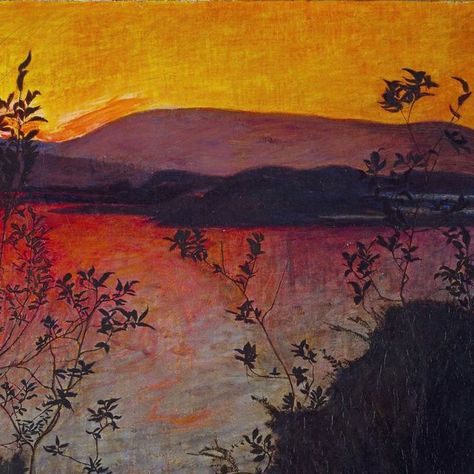 FolesDog on Instagram: "Harald Sohlberg (Norwegian, 1860-1935), 'Natteglød (evening glow)', 1893, oil on canvas 79.5 x 62 cm. 

#nasjonalmuseet #haraldsohlberg" Harald Sohlberg, On Canvas, July 17, Finland, Oil On Canvas, Canvas, On Instagram, Instagram, Art