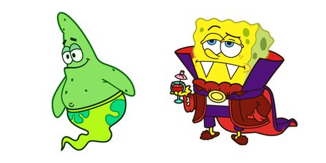 The Curse Of Bikini Bottom is an episode from the SpongeBob SquarePants cartoon Season 7 where Patrick with SpongeBob turns into spooky green ghosts. Get ready for Halloween with a fanart cursor of Green Patrick Ghost and Vampire SpongeBob. Spongebob Halloween Drawing, Ghost Spongebob, Halloween Patrick Star, Spongebob Halloween Painting, Spooky Spongebob, Halloween Spongebob, Spongebob Brain Halloween, Ghosts Cartoon, Halloween Cartoon Characters