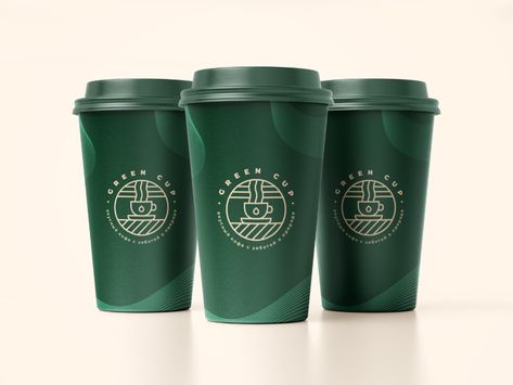 Green Cup Coffee LogoGlad to see you on my InstagramDesign inquiries:📩 lesikdesigner@gmail.com Green Coffe, Design Cup, To Go Coffee Cup Design, Cup Coffee Design, Paper Coffee Cup Design Ideas, Creative Paper Cup Design, Coffee Takeaway Cup, Coffee Cups Design Takeaway, Green Coffee Cup