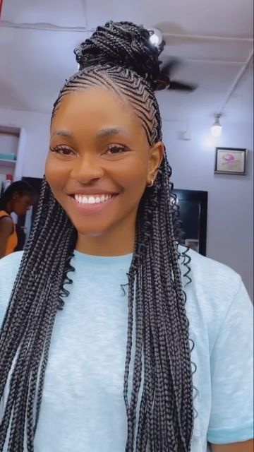 Hair Styles Lines Braids, Latest Conrows Lines And Braids, Half Ghanian Lines Half Braids, Conrows Lines And Braids 2023 Trends, Half Lines And Braids Hairstyles, Back Lines Braids, Line Braids African Hairstyles, Braided Lines Hairstyles African, Abuja Lines Hairstyles Braids