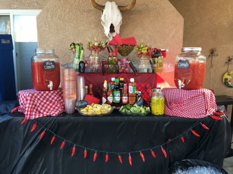 Michelada bar Michelada Bar Ideas Party, Michelada Station Ideas, Michelada Bar Station, Cantarito Bar, Michelada Bar Ideas, Michelada Bar, Mexican Baby Shower, Mexican Theme Party, Mexican Birthday Parties