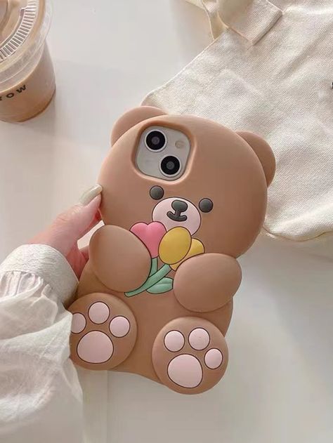 Cartoon Bear Design Silicone Anti-fall Phone Case | SHEIN USA Fluffy Phone Cases, Photo Iphone Case, Kawaii Iphone Case, Crystal Phone Case, Creative Iphone Case, Purple Cases, Stylish Iphone Cases, Girly Phone Cases, Kawaii Phone Case