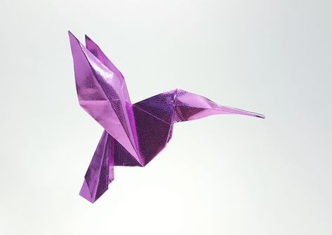 Origami Hummingbirds | Gilad's Origami Page Origami Flamingo Tutorial, Origami Praying Mantis, Origami Chameleon, Humming Bird Origami Tutorial, Origami Hummingbird, Origami Mythical Creatures, Origami Shapes, Boda Ideas, Origami Models