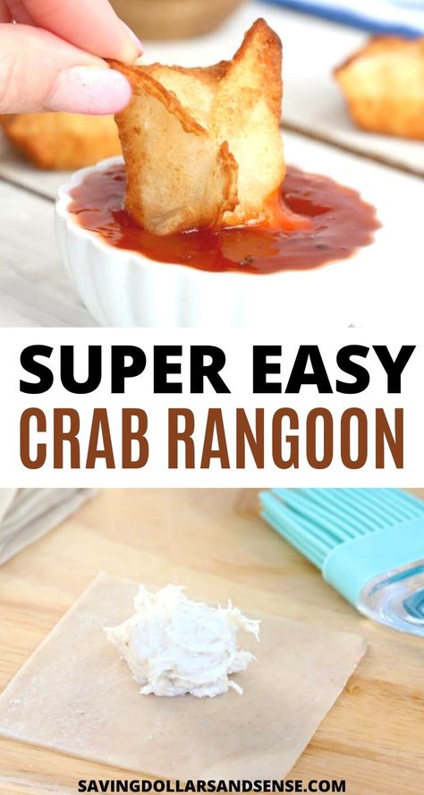 Crab Rangoon Recipe Easy, Recipe For Crab Rangoon, Easy Crab Rangoon Dip, Easy Crab Wonton Recipes, Homemade Crab Rangoon Easy, Easy Crab Rangoon Recipe, Crab Ragoons Dipping Sauce, Crab Meat Rangoon Recipe, Sweet Crab Rangoon Recipe