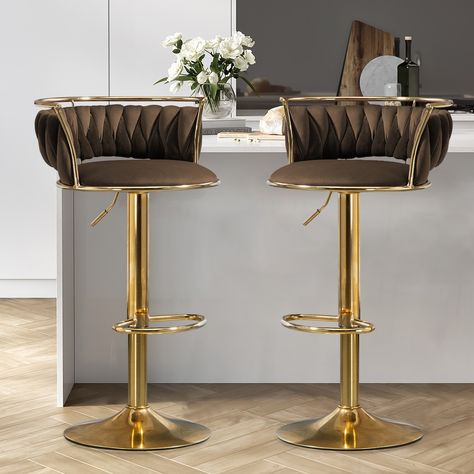 Upgrade your kitchen or bar area with this set of Modern Velvet Adjustable Swivel Bar Stools. Purple Bar Stools, Designer Things, Bar Stool Cushions, Stool Cushion, Dream Furniture, Swivel Seating, Shopping Malls, Counter Bar Stools, Colour Purple