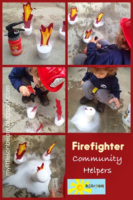 Theme:  community Helpers Transportation This last week and a half we learned about community helpers and their transportation vehicle.  I h... Diy Fire Extinguisher For Kids, Fireman Activities For Kids, Dramatic Play Ideas, Community Helper Lesson, Fire Safety Theme, Community Helpers Activities, Fire Safety Preschool, Community Helpers Unit, Fire Prevention Week