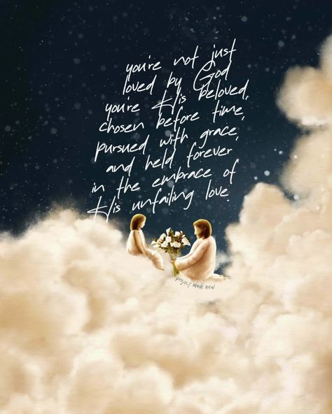 You're not loved more for what you do, you're loved for who you are 🤍 Your worth does not fluctuate based on achievement 🌟, your worth is fixed on the fact that you are His. You don't have to sell yourself by the good you do. You simply are already good enough. Grace has claimed your heart anew; you're loved because you're you 🤍 You are not just loved by God—you are His beloved ❤️, chosen before time, pursued with grace, and held forever in the embrace of His unfailing love 🥹 True identit... Loved By God, Unfailing Love, Catholic Images, Powerful Bible Verses, Taste And See, Prophetic Art, Gods Girl, Christian Bible Quotes, The Embrace