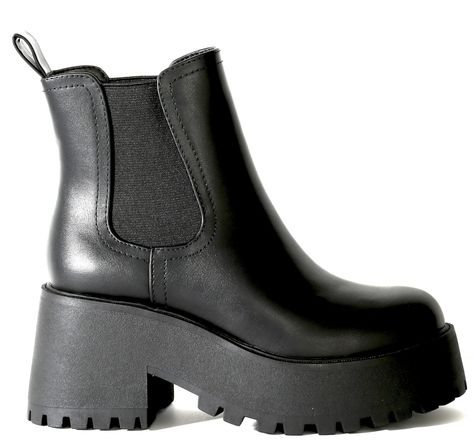 PRICES MAY VARY. Synthetic Imported Lug Sole Proudly Designed in the USA! 3" Heel; 1.5" Platform Chariot & Co -Lena- Women's Fashion Chunky Lug Sole Boot Round Toe Chelsea Elastic Booties Women Winter Fashion, Lug Sole Boots, 3 Inch Heels, Black Platform Boots, Lug Sole, Ankle Booties, Favorite Jeans, Chelsea Boots, Chelsea