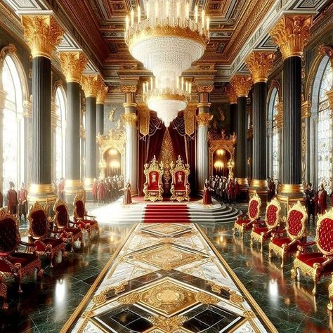 Fantasy Palace Interior, Royal Throne Room, Royal Aesthetic Castle, Royal Castles Interior, Castle Throne Room, Era Victoria, Castle House Design, Royal Room, Royal Throne