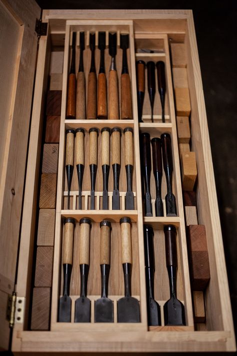 Hybrid Japanese and Western Tool Chest | by Zuye Zheng | Medium Wood Tool Chest, Japanese Woodworking Tools, Japanese Woodworking Projects, Japanese Carpentry, Japanese Chisels, Traditional Japanese Design, Wood Tool Box, Japanese Tools, Wooden Tool Boxes