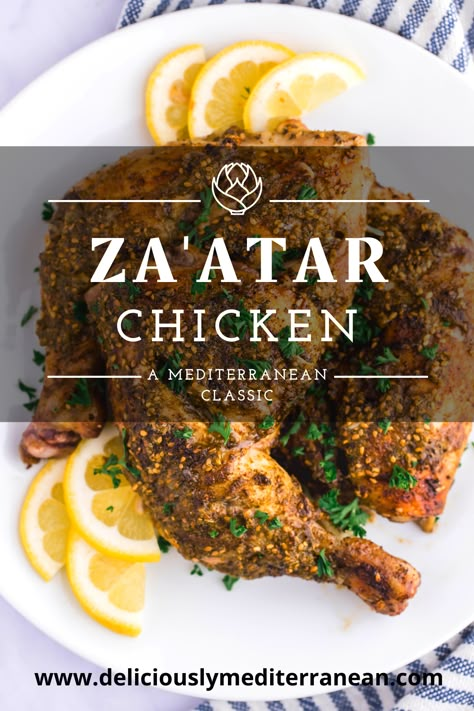 Chicken Legs Mediterranean, Zatar Chicken Marinade, Za’tar Chicken, Middle Eastern Main Dishes, Zaatar Recipe Chicken, Za’atar Chicken, Slow Cooker Middle Eastern Recipes, Middle East Chicken Recipes, Zatar Chicken Recipes