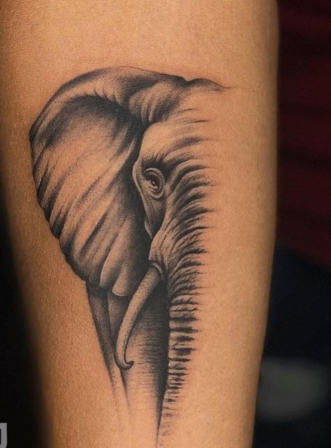 Elephant tattoo Elephant Band Tattoo, Extreme Tattoos, Geometric Tattoo Hand, Tattoo Machine Art, Ganesh Tattoo, Name Tattoos On Wrist, Krishna Tattoo, Coverup Tattoo, Brother Tattoos