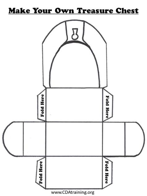Picture Treasure Box Template, Treasure Chest Template, Chest Template, Telescope Craft, Treasure Chest Craft, Craft For Babies, Box Template Printable, Mermaid Baby Shower Invitations, Pirate Eye Patches